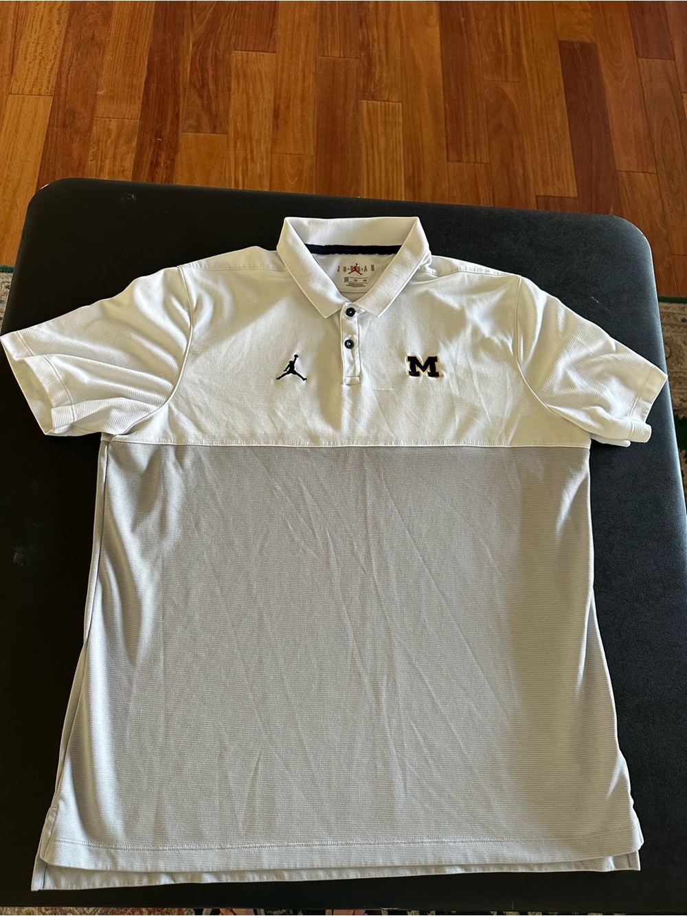 Air Jordan White and Light Gray Michigan University Polo Men’s XL